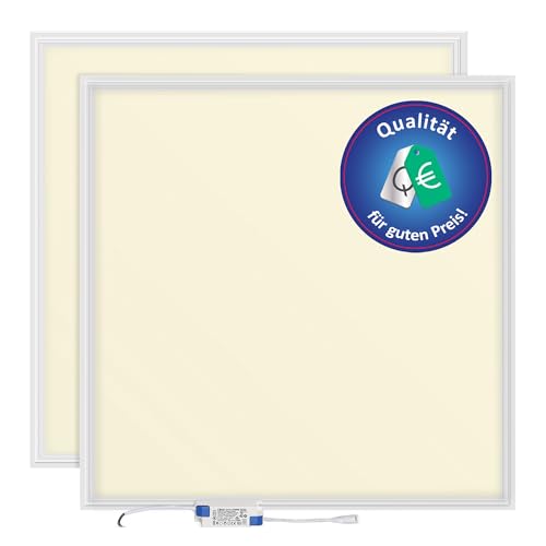 2x LED Deckenleuchte 62x62 kein Flimmern LED Panel Rasterdecke Einbauleuchte Deckenlampe (Warmweiß ohne Aufbaurahmen) von LECOM