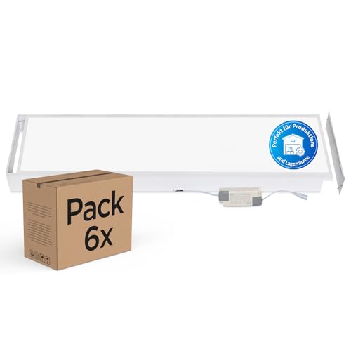 6er Pack LED Deckenleuchte 120x30 Neutralweiß 4000lm - LED Panels Aufbau Deckenpaneele mit Rahmen Deckenlampe (4000K mit Aufbaurahmen) von LECOM