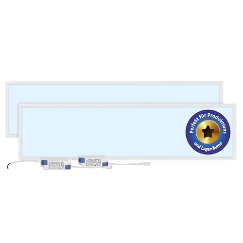 LECOM 2x Deckenleuchte LED Panel 120x30 Flach 4000/6000K kein Flimmern Rasterdecke Einbauleuchten Deckenleuchten (Kaltweiß (6000K) ohne Aufbaurahmen) von LECOM