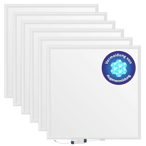 LECOM 6x Bürodeckenleuchten LED Panel 62x62 Flach Neutralweiß CRI90 UGR19 Arbeitsplatzbeleuchtung Rasterdecke Einbauleuchten kein Flimmern (4000lm) von LECOM