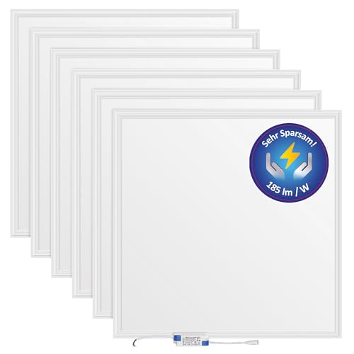LECOM 6x Deckenleuchte LED Panel 62x62 24W 4000K 4500lm Energieeffizient Flach Rasterdecke Einbauleuchten Sehr Hell (Neutralweiß (4000K) ohne Aufbaurahmen) von LECOM