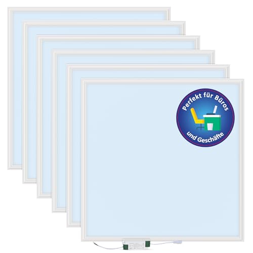 LECOM 6x Deckenleuchte LED Panel 62x62 Flach CRI90 kein Flimmern Kaltweiß Rasterdecke Einbauleuchten Bürodeckenleuchten Geschäftsleuchte Arbeitsplatzbeleuchtung (6000K) von LECOM