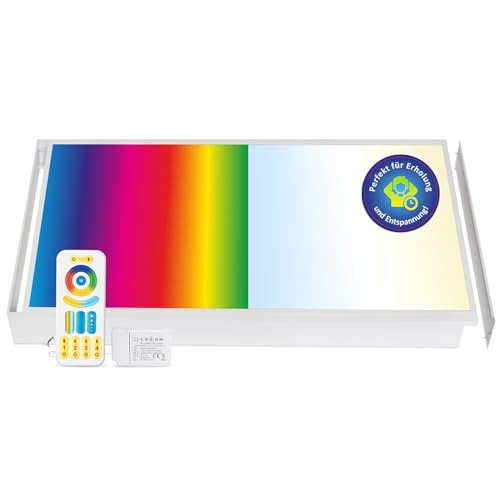 LECOM Deckenlampe LED Deckenleuchte 120x60 Dimmbar RGB CCT 3000-6000K Flach mit Fernbedienung LED Panel Deckenbeleuchtung (120x60 mit Aufbaurahmen) von LECOM
