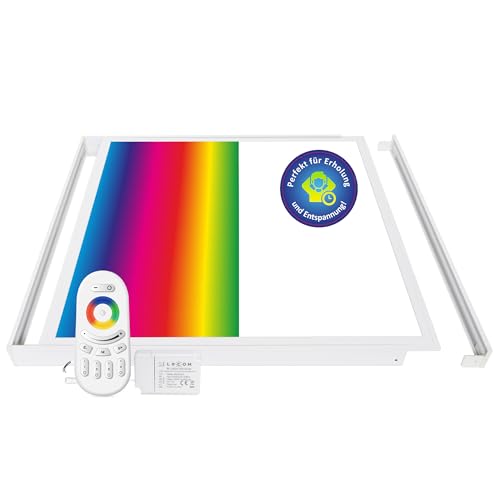 LECOM Deckenlampe LED Deckenleuchte 62x62 Dimmbar RGB + Neutralweiß 4000K Flach mit Fernbedienung LED Panel Deckenbeleuchtung (62x62 mit Aufbaurahmen) von LECOM