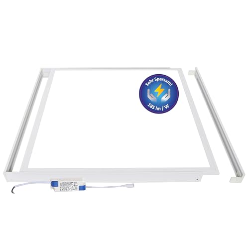 LECOM Deckenleuchte LED Panel 62x62 24W 4000K 4500lm Energieeffizient Flach Sehr Hell (Neutralweiß (4000K) mit Aufbaurahmen) von LECOM