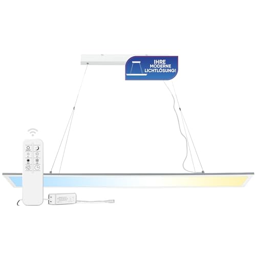 LECOM LED Pendelleuchte 120x20 cm, dimmbar mit Fernbedienung, CCT 3000-6000K, UGR<19, CRI 90, höhenverstellbar 10-90 cm, direktes und indirektes Licht LECOM LED Pendelleuchte 120x20 cm, dimmbar mit Fernbedienung, CCT 3000-6000K, UGR<19, CRI 90, höhenverstellbar 10-90 cm, direktes und indirektes Licht von LECOM