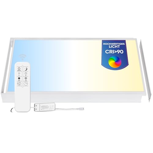 LECOM LED Panel 120x60 Dimmbar mit Fernbedienung – Deckenleuchte Flach 5400lm CRI90 CCT 3000–6000K Deckenlampe Deckenbeleuchtung (mit Aufbaurahmen) von LECOM