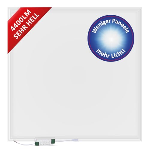 LECOM LED Panel 62x62 Deckenleuchten 4400lm 3000/4000/6000K 110lm/W (sehr hell) Rasterdecke Einbauleuchten (Neutralweiß (4000K) ohne Aufbaurahmen) von LECOM