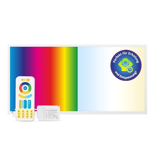 LECOM LED Panel Deckenleuchte 120x60 Dimmbar RGB CCT 3000-6000K Flach mit Fernbedienung Auswahl Farbe und Lichttemperatur Deckenlampe LED (120x60 ohne Aufbaurahmen) von LECOM
