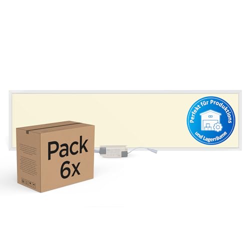 LED Panel 120x30-6er Pack Warmweiß 4000lm - Deckenleuchte für Rasterdecke Einbauleuchten Rechteckig Lang Deckenpanel LED-Panel (3000K) von LECOM