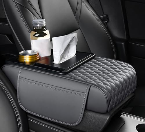 Auto Armlehnenpolster für Jeep Compass 1. Generation 2007-2017, Multifunktionales Mittelkonsole Armlehne Kissen, Mittelkonsolenschutz aus PU Leder,C Grey von LECREA