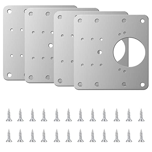 4 Stück Schrankscharnier-Reparaturplatten, Scharnier-Reparaturhalterungen mit Löchern 12 Stück Schraubscharnier-Reparaturplatten für Holzmöbel (90 x 90 mm) von LECTNORE