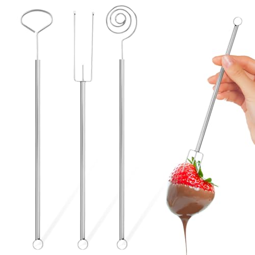 LECTNORE Pralinengabeln, 3er Set Pralinengabel Edelstahl Pralinenbesteck Pralinen Tauchgabel Set DIY Pralinen Besteck für handgemachte Pralinen von LECTNORE