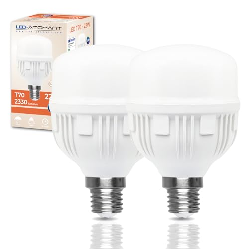 LED ATOMANT 2x LED-Glühbirne E27 T70 22W, Kaltweiß (6500K), 2330 Lumen, Äquivalent zu 230W traditionell von LED ATOMANT