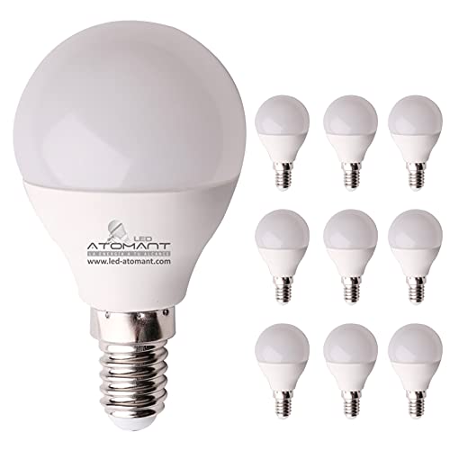 LED ATOMANT Pack 10x G45 7w LED-Lampe. Kühle weiße Farbe (6500K). 680 Lumen. Feingewinde E14, entspricht herkömmlichem 75w. von LED ATOMANT