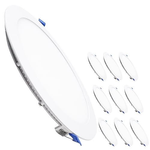 LED ATOMANT Packung mit 10 LED Einbaustrahler Downlight Rund Flach 225mm 20W, CCT (Farbwahlschalter Warmweiß, Neutralweiß oder Kaltweiß), Durchmesser 205mm, 1800 Lumen, Inklusive Treiber von LED ATOMANT