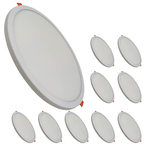 LED ATOMANT Packung mit 10 LED Einbaustrahler Downlight Rund Flach Einstellbarer Schnitt (50-180mm) 20W, Neutralweiß Farbe (4500K), 1800 Lumen, Driver einschließlich von LED ATOMANT