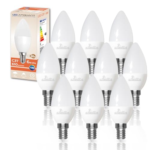 LED ATOMANT Packung mit 10 LED-Lampe E14 Kerze C37 6W, Farbe Neutralweiß, 610 Lumen, dünner Sockel, entspricht 60W LED ATOMANT Packung mit 10 LED-Lampe E14 Kerze C37 6W, Farbe Neutralweiß, 610 Lumen, dünner Sockel, entspricht 60W von LED ATOMANT