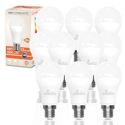 LED ATOMANT Packung mit 10 LED-Lampe E27 Kerze A60 12W, Farbe Neutralweiß, 1300 Lumen von LED ATOMANT