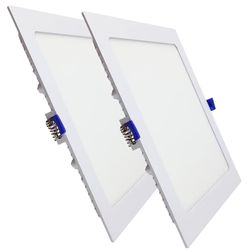 LED ATOMANT Packung mit 2 LED Einbaustrahler Downlight Quadratisch 225mm 20W, CCT (Farbwahlschalter Warmweiß, Neutralweiß oder Kaltweiß), Durchmesser 205mm, 1800 Lumen, Inklusive Treiber von LED ATOMANT