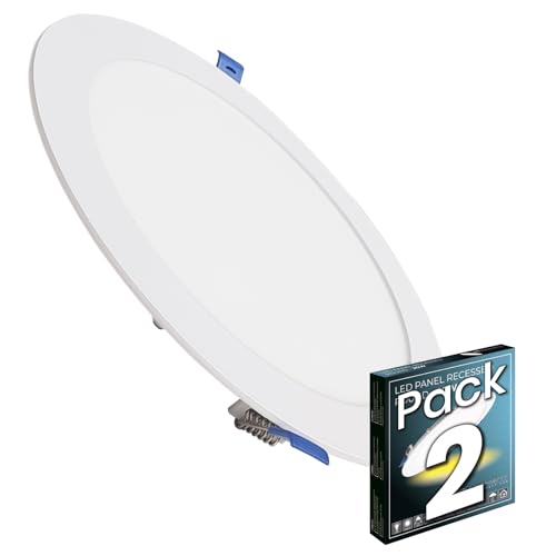 LED ATOMANT Packung mit 2 LED Einbaustrahler Downlight Rund Flach 20W 220mm 1800lm, Kaltweiß Farbe (6500K), Driver einschließlich von LED ATOMANT
