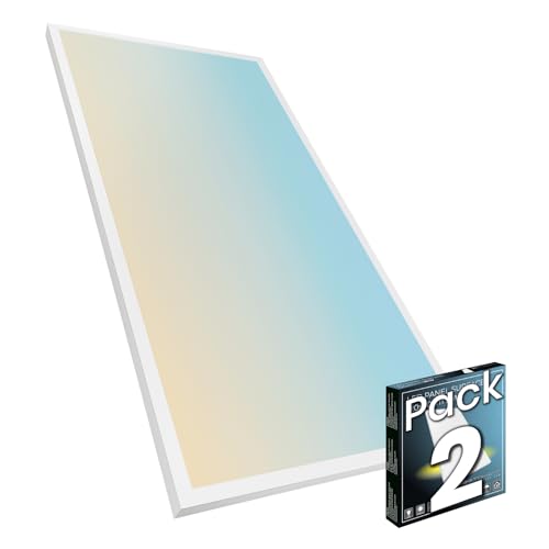 LED ATOMANT Packung mit 2 Oberfläche LED Deckenpanel 120x60cm 96W, CCT (Farbwahlschalter Warmweiß, Neutralweiß oder Kaltweiß), 11500 Lumen, Inklusive Treiber von LED ATOMANT