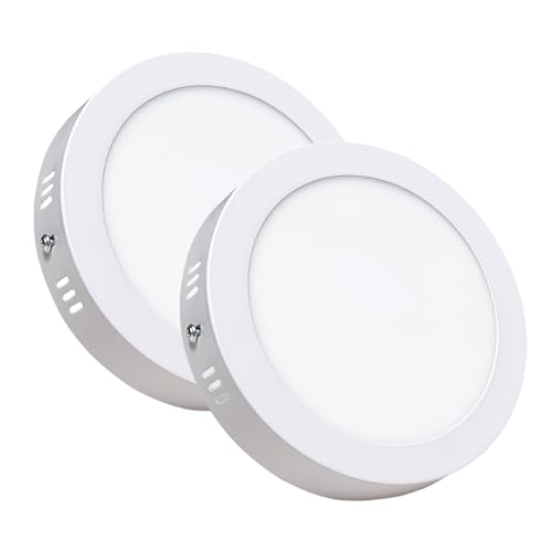 LED ATOMANT Packung mit 2 Runde LED-Deckenanbauleuchte 12W CCT, mit Farbwahlschalter (Warmweiß, Neutralweiß oder Kaltweiß), 1100 Lumen, Durchmesser 170 mm von LED ATOMANT