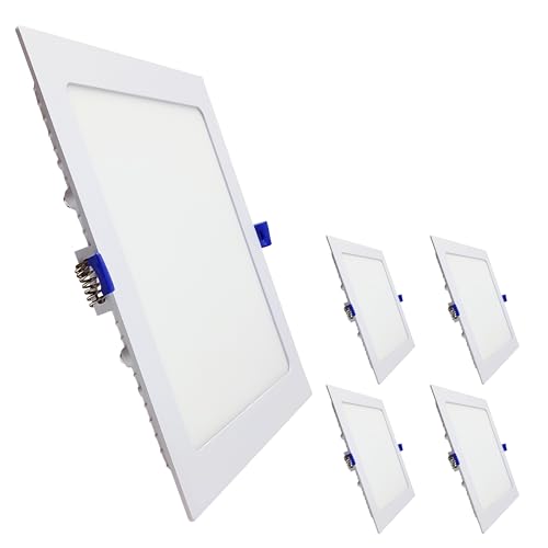 LED ATOMANT Packung mit 5 LED Einbaustrahler Downlight Quadratisch 225mm 20W, CCT (Farbwahlschalter Warmweiß, Neutralweiß oder Kaltweiß), Durchmesser 205mm, 1800 Lumen, Inklusive Treiber von LED ATOMANT