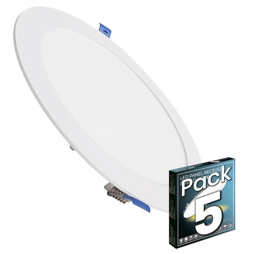 LED ATOMANT Packung mit 5 LED Einbaustrahler Downlight Rund Flach 20W 225mm 1800lm, Warmweiß Farbe (3000K), Driver einschließlich von LED ATOMANT