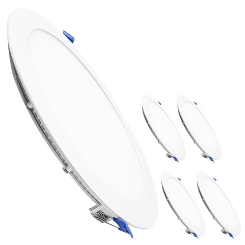 LED ATOMANT Packung mit 5 LED Einbaustrahler Downlight Rund Flach 225mm 20W, CCT (Farbwahlschalter Warmweiß, Neutralweiß oder Kaltweiß), Durchmesser 205mm, 1800 Lumen, Inklusive Treiber von LED ATOMANT