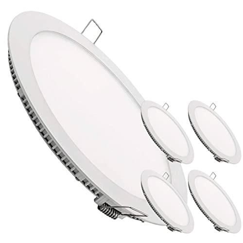 LED ATOMANT Packung mit 5 LED Einbaustrahler Downlight Rund Flach 300mm 24W, Neutralweiß Farbe (4500K), Durchmesser 280mm, 2200 Lumen, Inklusive Treiber von LED ATOMANT