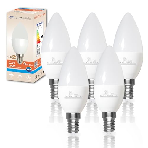 LED ATOMANT Packung mit 5 LED-Lampe E14 Kerze C37 9W, Farbe Warmweiß, 950 Lumen, dünner Sockel, entspricht 80W LED ATOMANT Packung mit 5 LED-Lampe E14 Kerze C37 9W, Farbe Warmweiß, 950 Lumen, dünner Sockel, entspricht 80W von LED ATOMANT