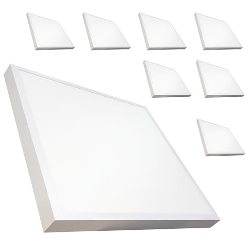 LED ATOMANT Packung mit 8 Quadatisch LED Oberfläche Deckenleucht 60x60cm 48W, CCT (Farbwahlschalter Warmweiß, Neutralweiß oder Kaltweiß), 5500 Lumen, Inklusive Treiber von LED ATOMANT