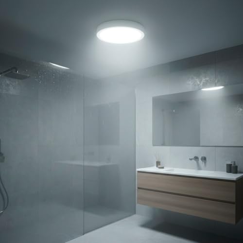 LED ATOMANT Runde LED Oberfläche Deckenleuchte 225mm 18W, Kaltweiße Farbe (6500K), 1650 Lumen, Integrierter Driver, für Decke Küche Bad von LED ATOMANT