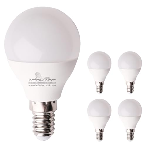 LED ATOMANT 5 x LED-Leuchtmittel E14 G45, 7 W, Warmweiß (3000 K), 630 Lumen, dünner Sockel, entspricht 68 W traditionell. von LED ATOMANT