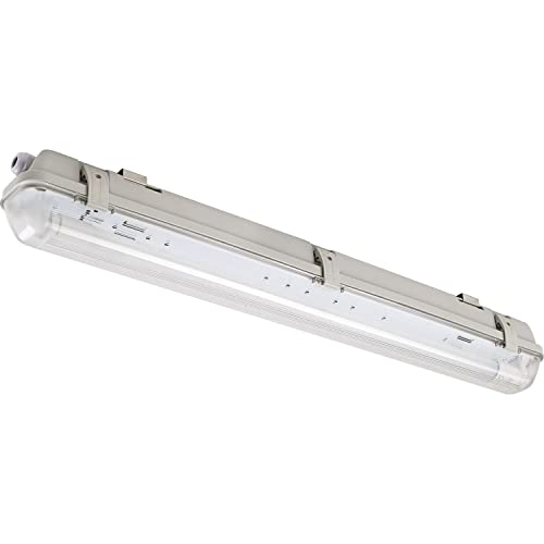 LED's light Led Wannenleuchte 65,5cm, Feuchtraumleuchte mit 1 LED Röhre, 4000K neutralweiß, ideal für Keller und Garagen, Kunststoff grau/transparent - 230V von FORMAT