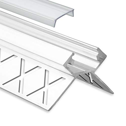 LED Aluminium Fliesenprofil Außeneck F5 Salph 2 Meter Mit Klarer Abdeckung - Alu Profil Für Fliesen von LED-Gigant