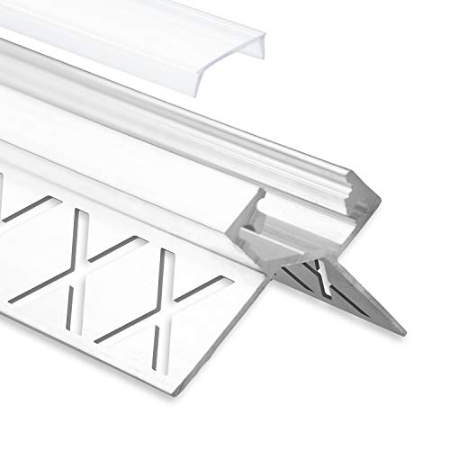 LED Aluminium Fliesenprofil Außeneck F5 Salph 2 Meter Mit Abdeckung Opal (Milchig) - Alu Profil Für Fliesen von LED-Gigant