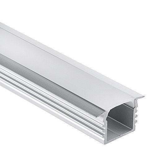 LED Aluminium Profil PL3.2 Glanfar LED Profil 2 Meter für LED Streifen & LED Flexbänder + Abdeckung Opal Aluprofil mit Flügel von LED-Gigant