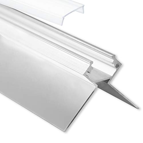 LED Aluminium Trockenbauprofil Außeneck T7 Zon 2 Meter inkl. Abdeckung Opal LED Trockenbauprofil 2m Außeneck von LED-Gigant
