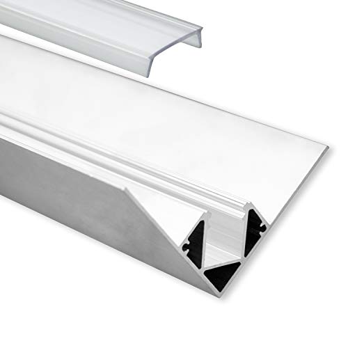 LED Aluminium Trockenbauprofil Inneneck T6 Heze 2 Meter inkl. Abdeckung Klar durchsichtige Abdeckung 2m Inneneck IP20 für LED Streifen von LED-Gigant