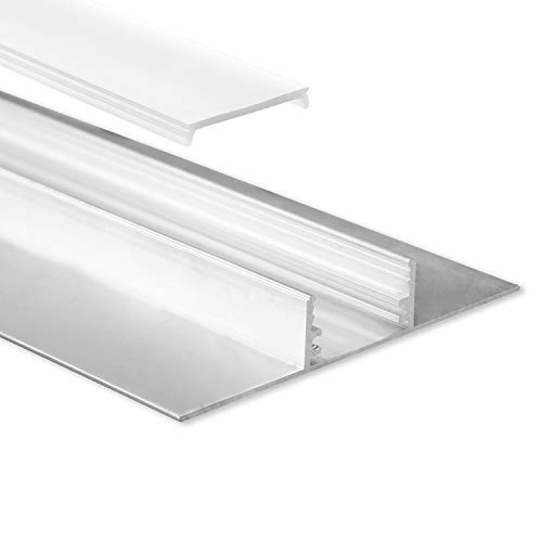 LED Aluminium Trockenbauprofil T5 Sabik 2 Meter inkl. Abdeckung Opal milchige Abdeckung 2m (Abdeckung C1 IP20 für Led Streifen von LED-Gigant