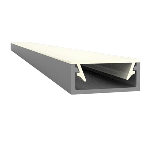 LED-Gigant LED Aluminium Profil 2 Meter inkl. Klarer Abdeckung und 2x Silber Endkappen - Alu Profil für LED Streifen/Strips - Abmessung: 2000mm x 15mm x 7mm, 910362 von LED-Gigant