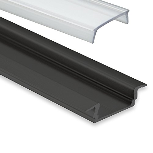 LED-Gigant PL 8 Subra Schwarz Pulverbeschichtigt mit Abdeckung 2 Meter Klar von LED-Gigant