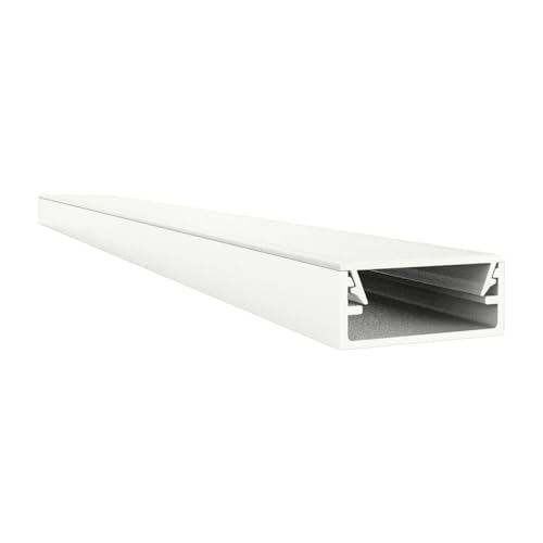 LED-Gigant – flaches LED Profil Aluminium 2m Weiß Pulverschichtigt | LED Streifen/Strips bis 16mm Breite | Alu C-Profil m. milchiger Abdeckung | N1 ALU Lichtleiste f. LED (N1 Alu), 910027 von LED-Gigant