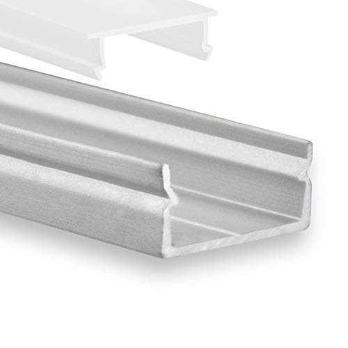 Led-Gigant Aluminium Profil P21 Naos mit profilbündige Abdeckung 2m für LED Streifen bis zu 14mm von LED-Gigant