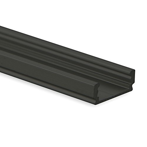 Led-Gigant Aluminium Profil Schwarz PL1 Anser 2m plus Abdeckung Klar für LED Streifen IP 20 von LED-Gigant