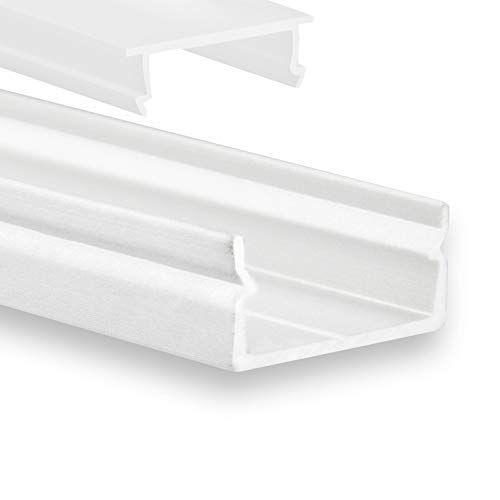 Led-Gigant LED Aluminium Profil Weiß P21 Naos profilbündige Abdeckung 2m für LED Streifen bis zu 14mm LED-Profil weiß IP20 für LED Streifen von LED-Gigant