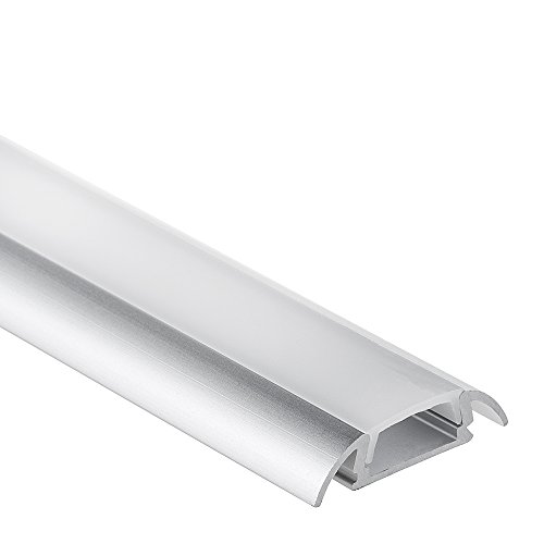 P17 Botein Aluminium Profil Alu Profil mit Flügel LED Profil 2 meter inkl. Abdeckung Opal (milchig) von LED-Gigant