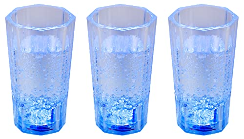 LED-Highlights Glas Becher Schnapsglas 60 ml 4 er Set LED blau Bar Kunststoff Trinkglas mit Batterie von LED-Highlights